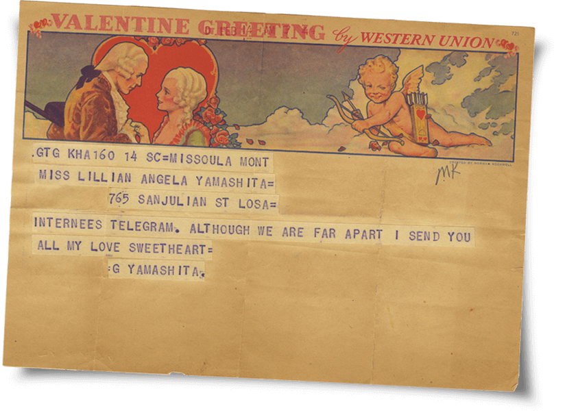 Valentine’s Day telegram - JANM Enemy Mail